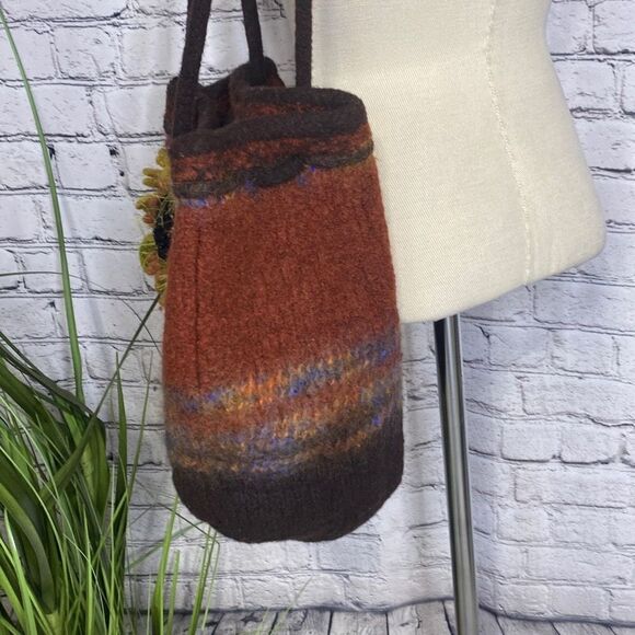 Gertie Couture Boiled Felted Alpaca Wool South American Boho Folksy Tote Bag Mul - Picture 3 of 9